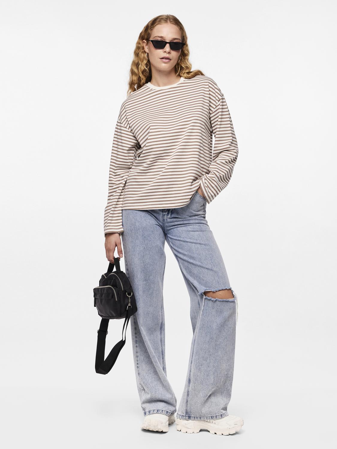 PCSADIE T-Shirt - Sand strib